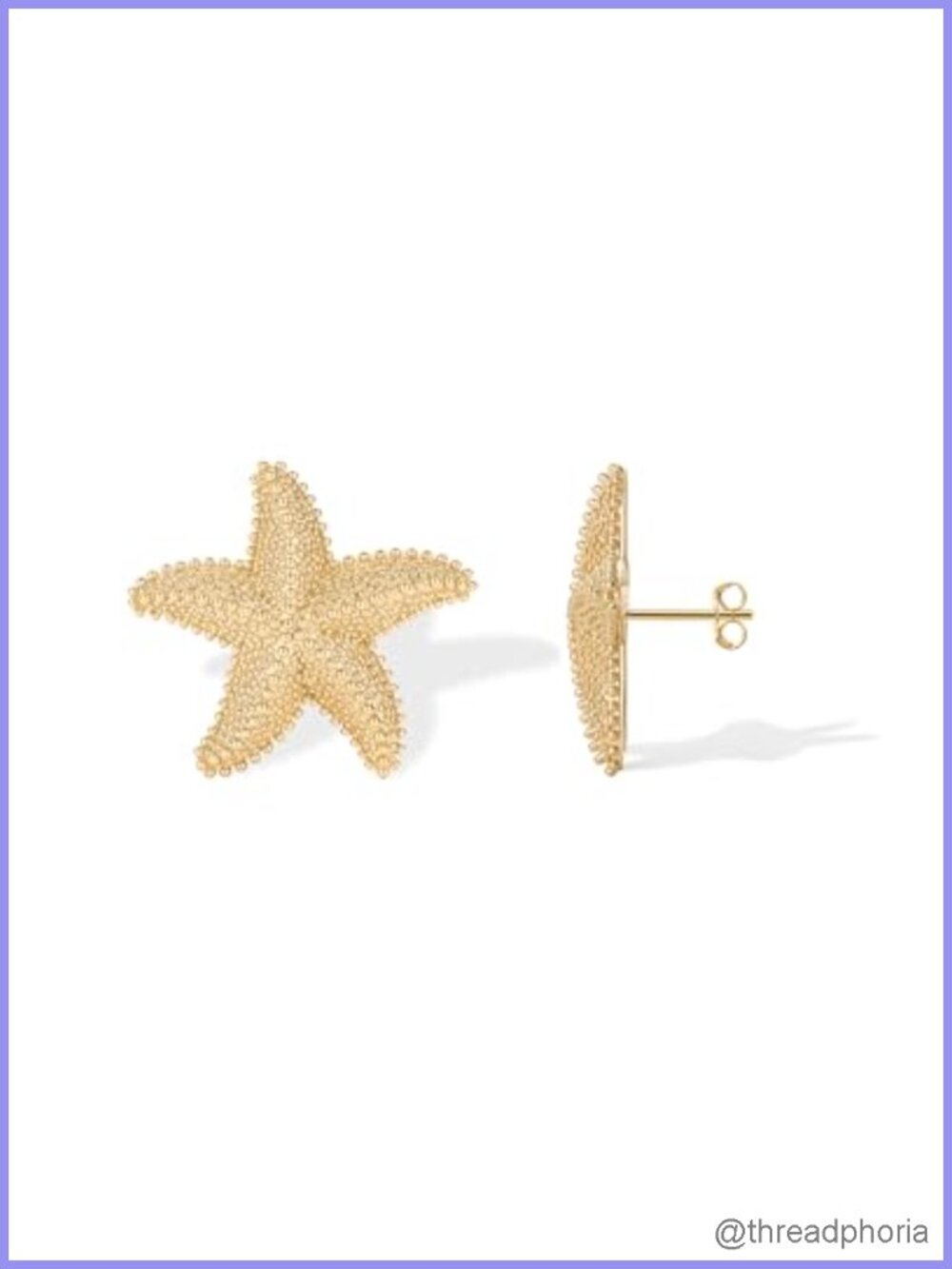 14K Gold Plated Starfish Stud Earrings 925 Sterling Silver Posts